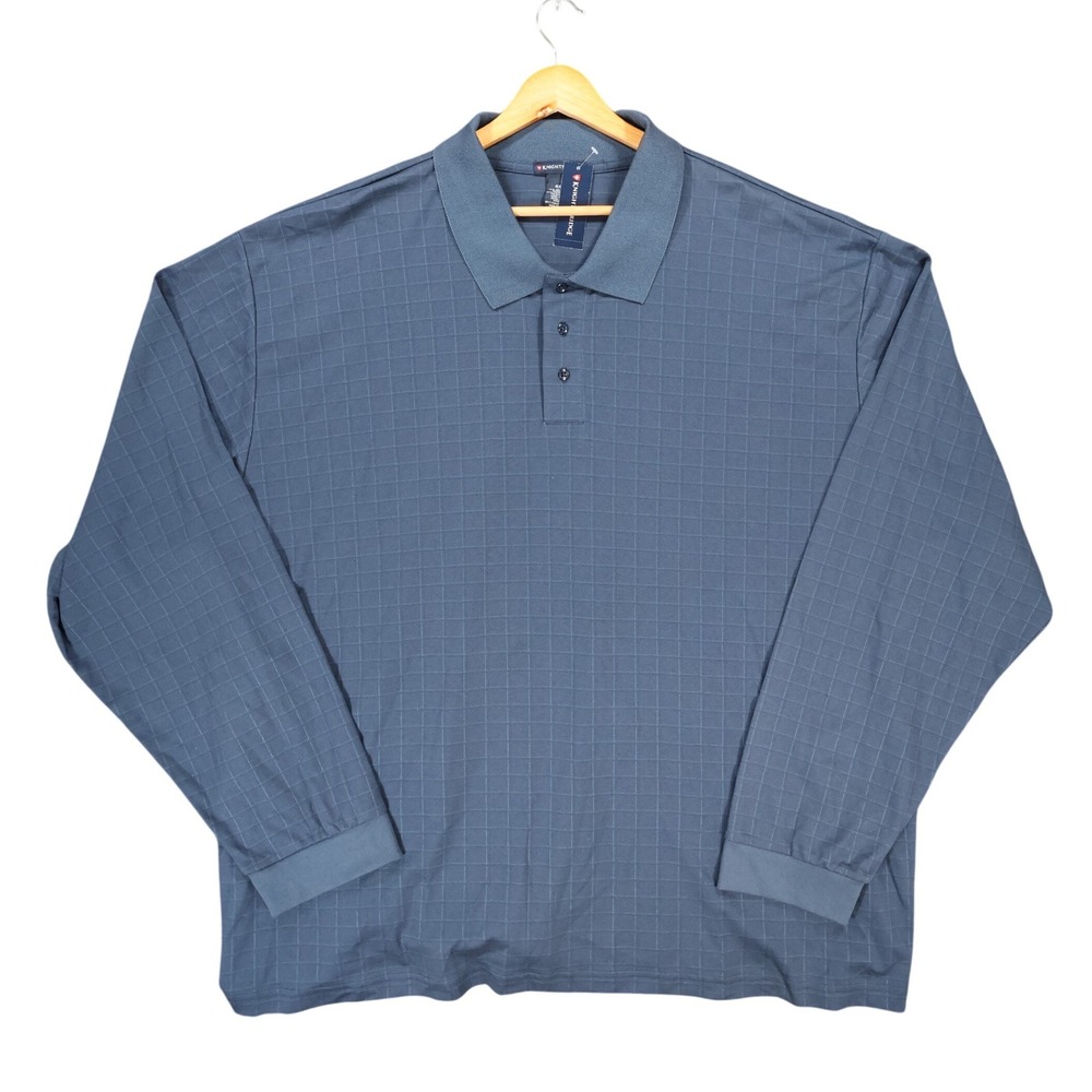 Knightsbridge Polo Mens 4X Blue New Long‎ Sleeve Grid Pattern